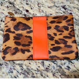 ipsy Orange Cheetah Print Makeup bag NEW